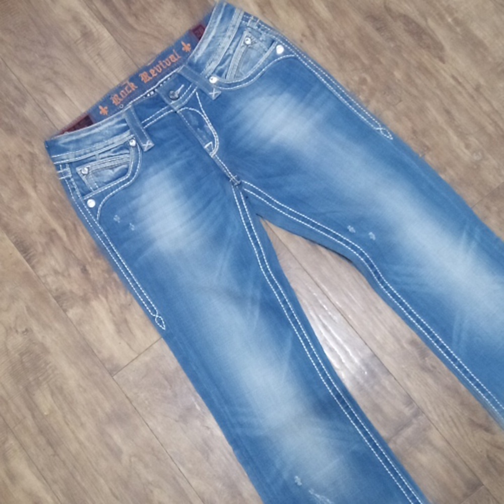 Rock Revival NWOT Jeans Women's 26 Boot Cut Faux Leather Pockets